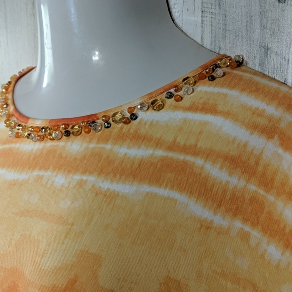 RUBY RD Orange Tie Dye Beaded Knit Dolman Career or Casual Top 1X Plus - Picture 7 of 11